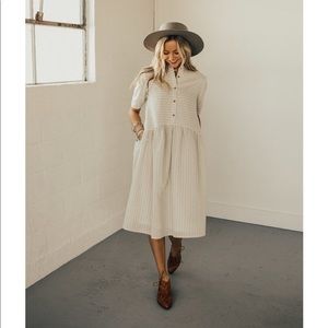 Rooleee NWT Tan and White Striped Dress